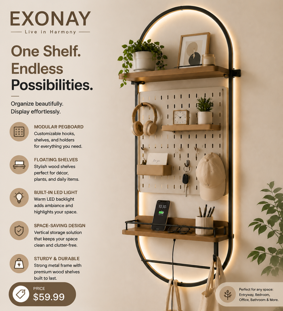 EXONAY® HaloGrid Wall Shelf
