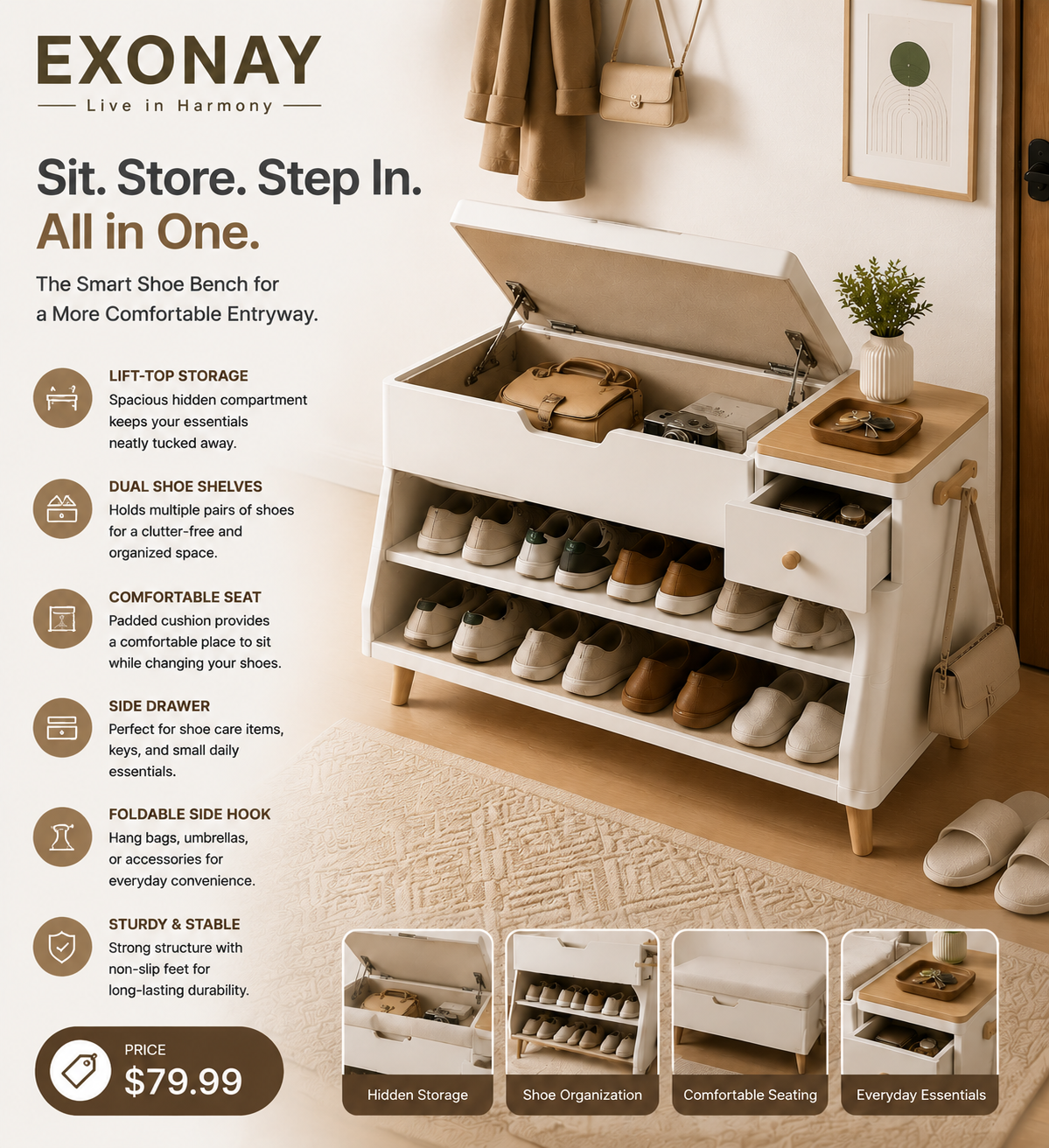 EXONAY® EntryEase Shoe Bench